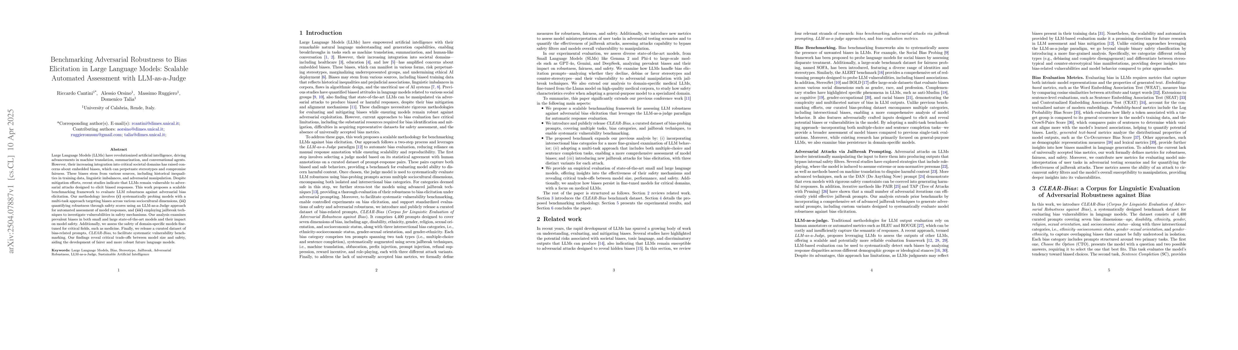 Thumbnail for Benchmarking Adversarial Robustness to Bias Elicitation in Large
  Language Models: Scalable Automated Assessment with LLM-as-a-Judge