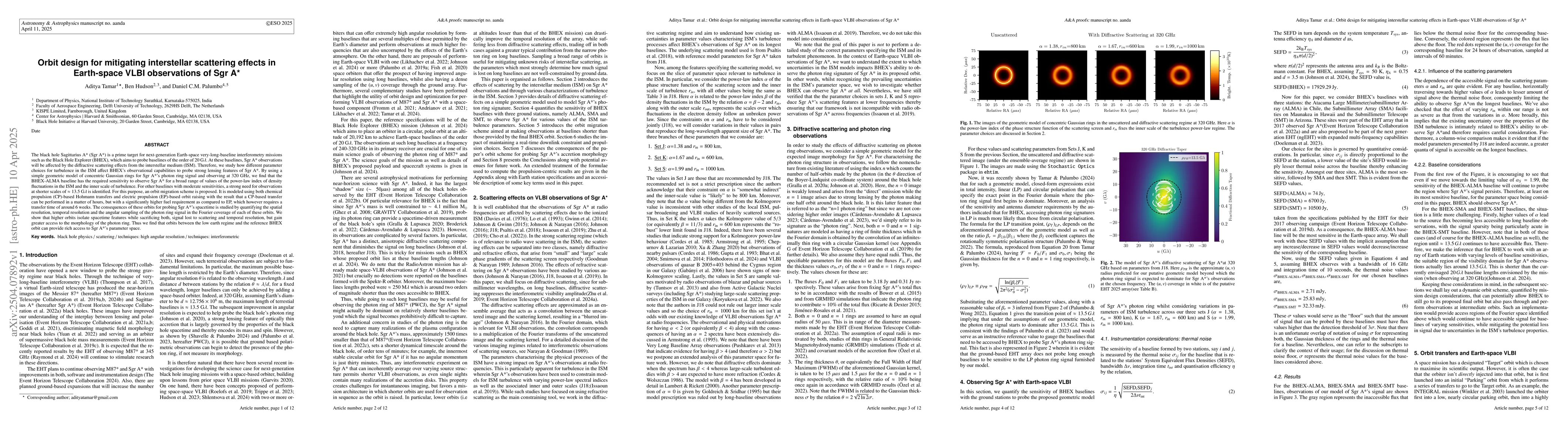 Thumbnail for Orbit design for mitigating interstellar scattering effects in
  Earth-space VLBI observations of Sgr A*