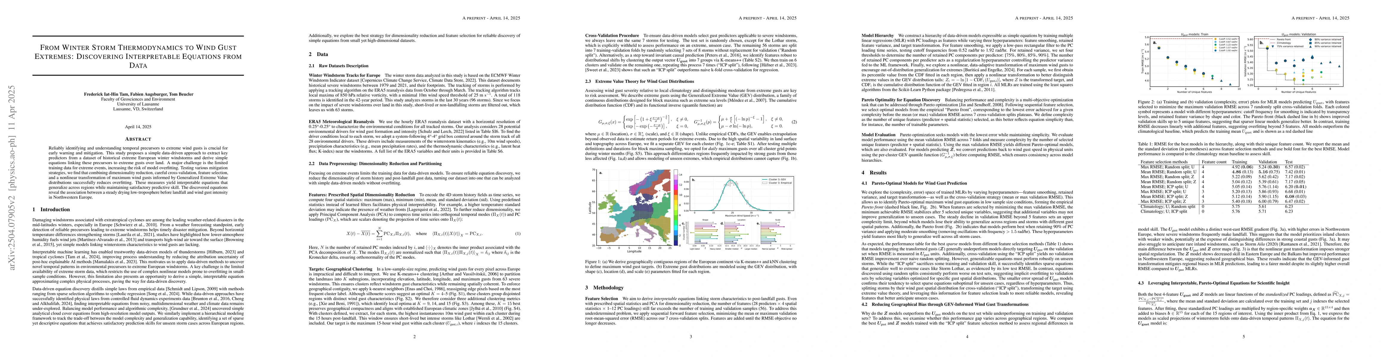 Thumbnail for From Winter Storm Thermodynamics to Wind Gust Extremes: Discovering
  Interpretable Equations from Data