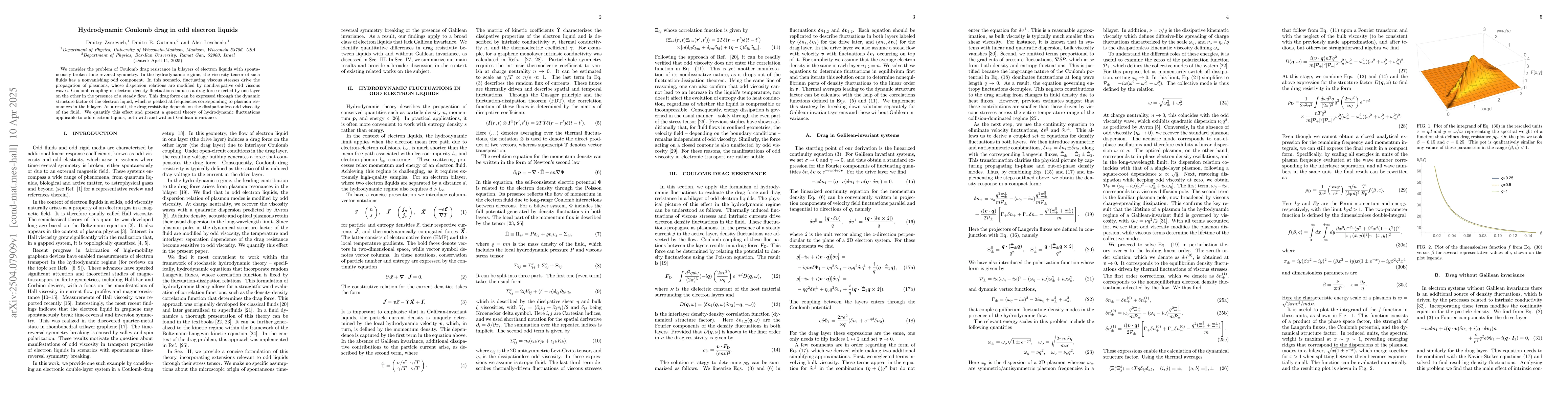 Thumbnail for Hydrodynamic Coulomb drag in odd electron liquids