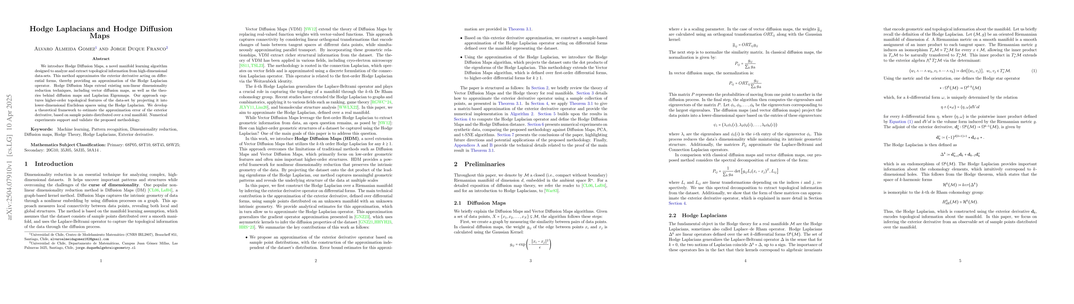 Thumbnail for Hodge Laplacians and Hodge Diffusion Maps