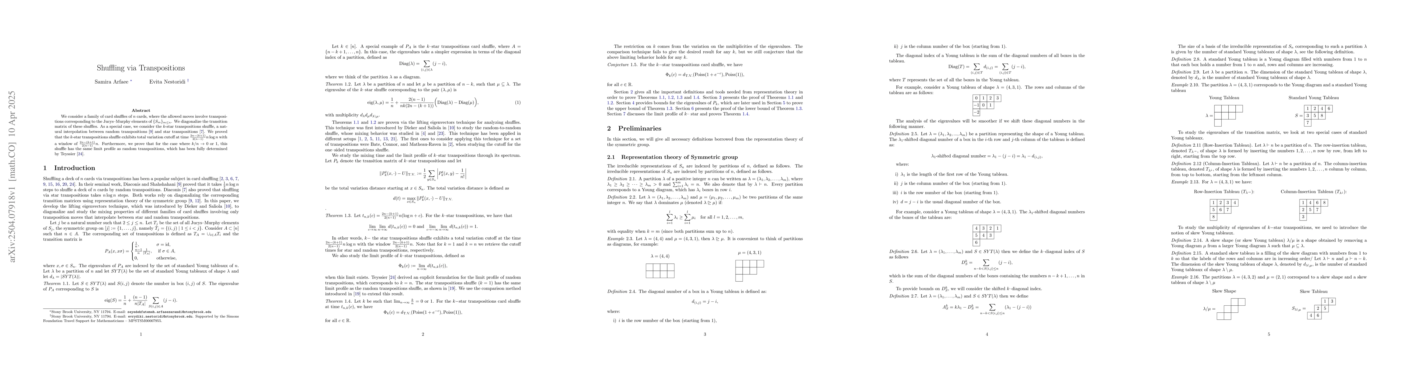 Thumbnail for Shuffling via Transpositions
