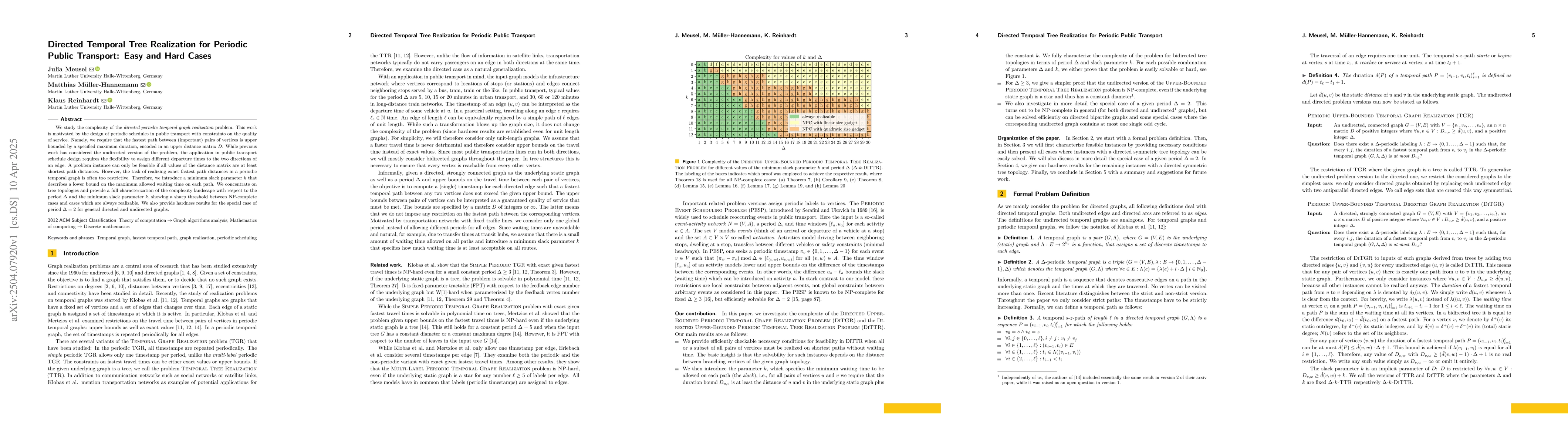 Thumbnail for Directed Temporal Tree Realization for Periodic Public Transport: Easy
  and Hard Cases