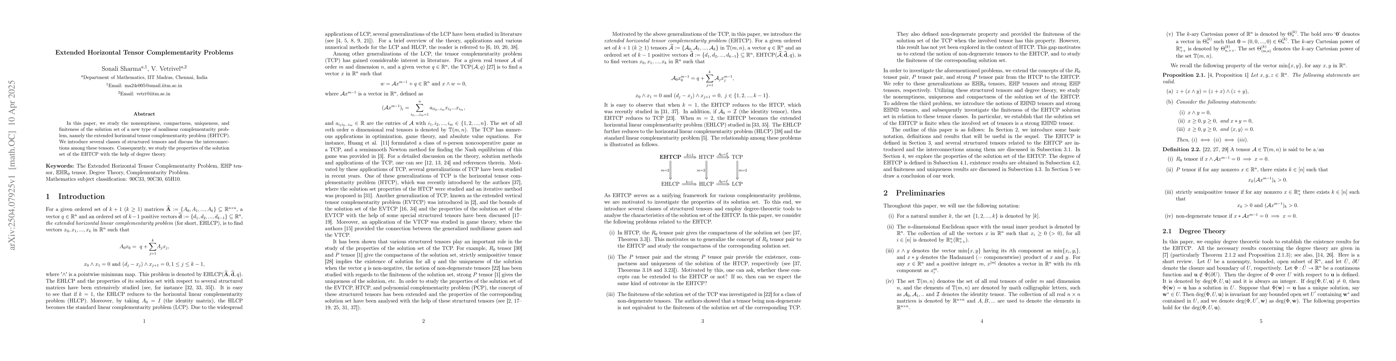 Thumbnail for Extended Horizontal Tensor Complementarity Problems