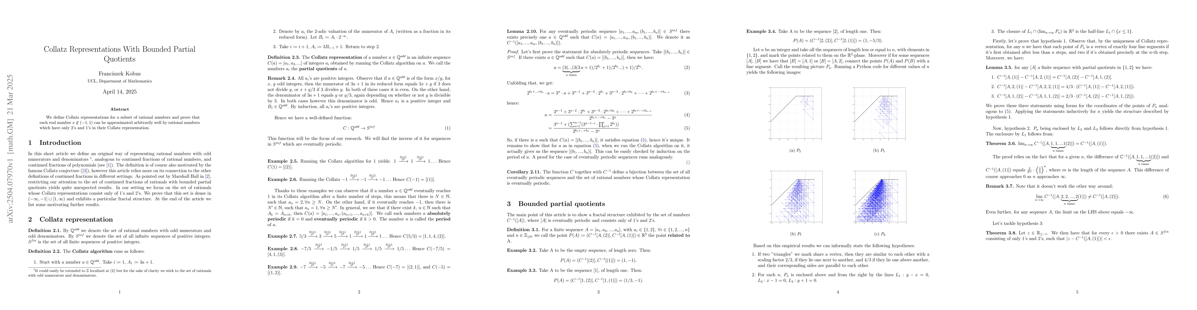Thumbnail for Collatz Representations With Bounded Partial Quotients