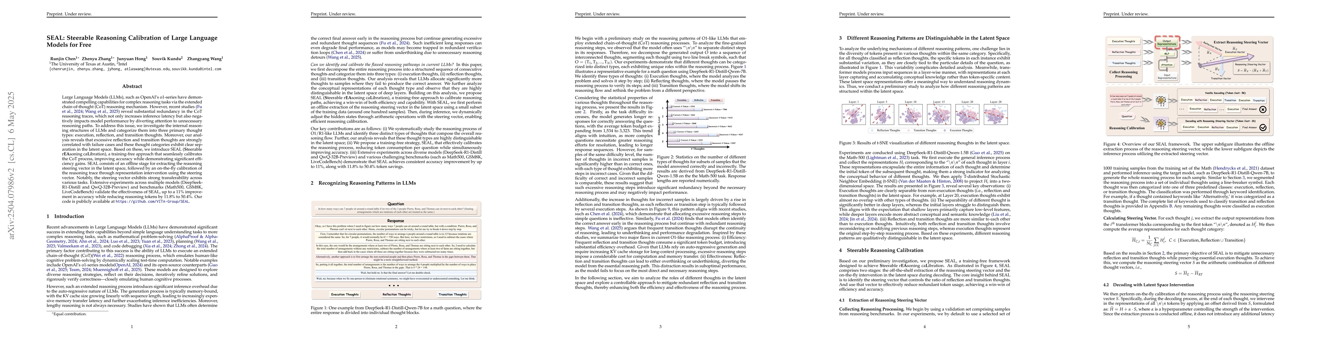 Thumbnail for SEAL: Steerable Reasoning Calibration of Large Language Models for Free
