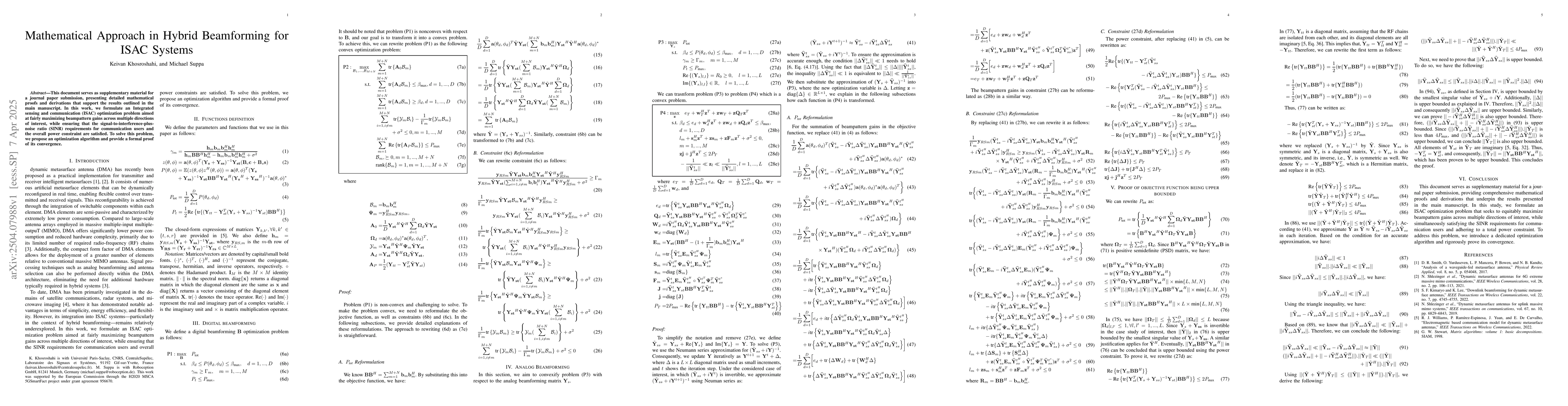 Thumbnail for Mathematical Approach in Hybrid Beamforming for ISAC Systems