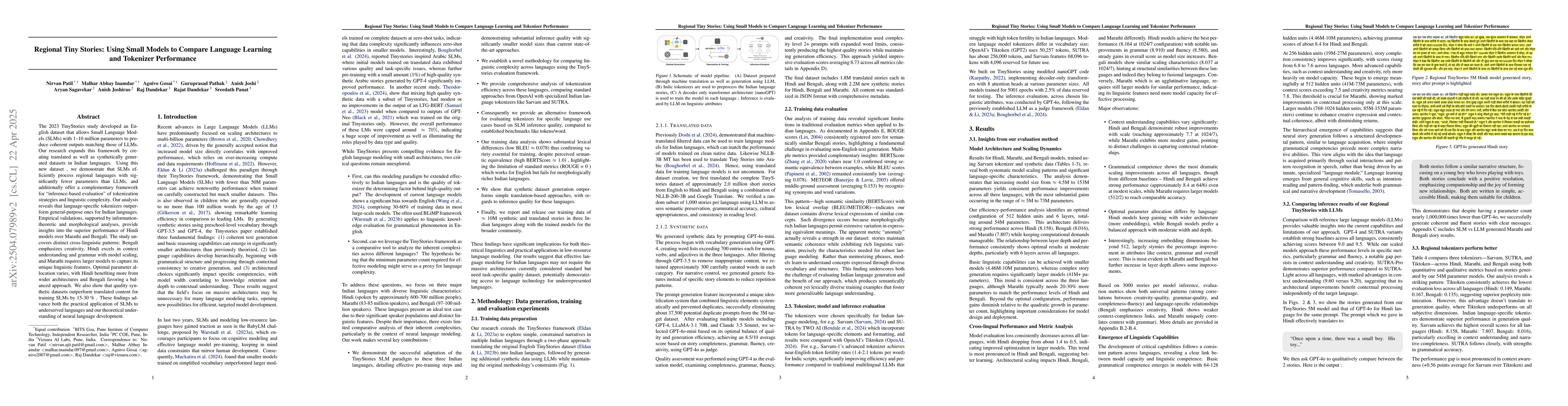Thumbnail for Regional Tiny Stories: Using Small Models to Compare Language Learning
  and Tokenizer Performance