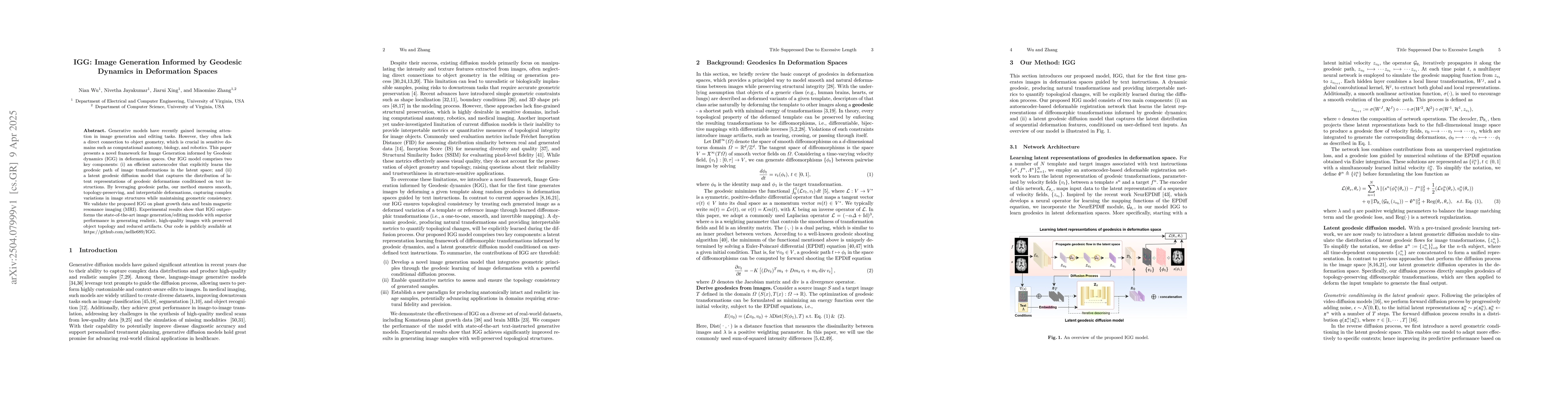 Thumbnail for IGG: Image Generation Informed by Geodesic Dynamics in Deformation
  Spaces