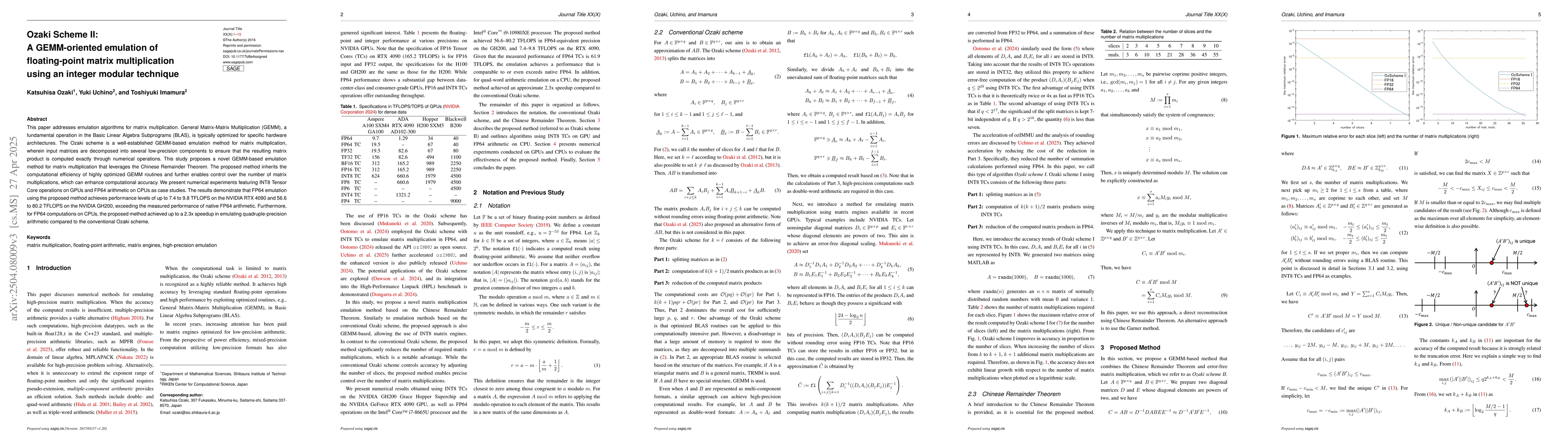 Thumbnail for Ozaki Scheme II: A GEMM-oriented emulation of floating-point matrix
  multiplication using an integer modular technique