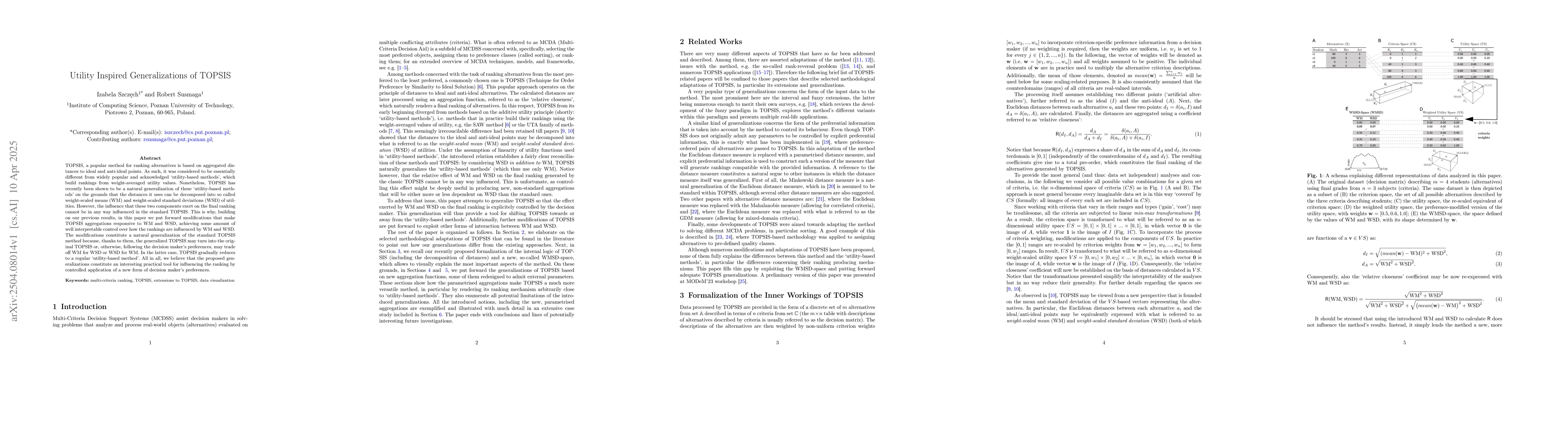 Thumbnail for Utility Inspired Generalizations of TOPSIS