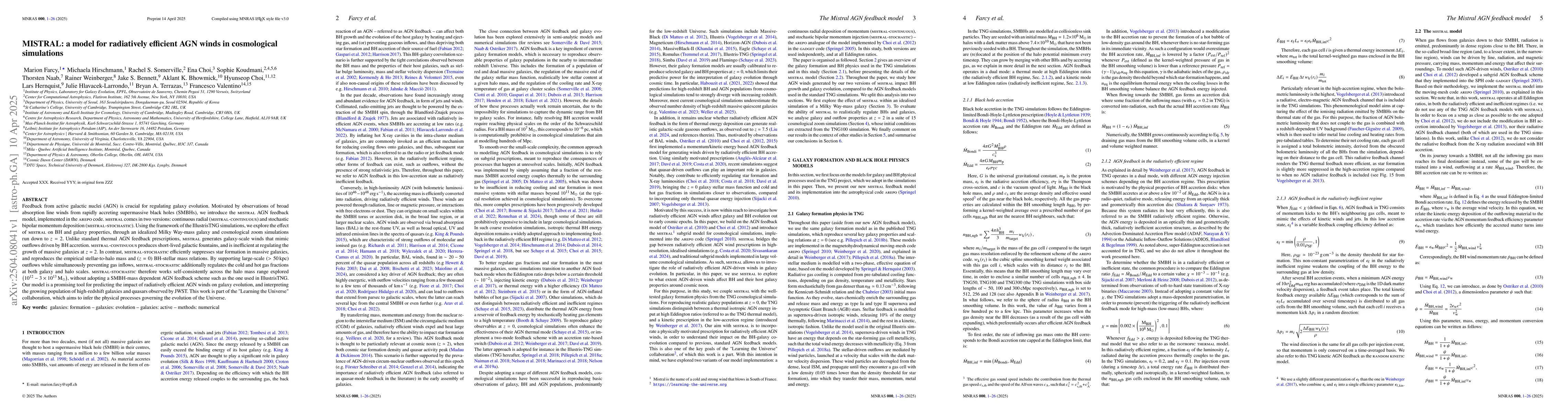 Thumbnail for MISTRAL: a model for radiatively efficient AGN winds in cosmological
  simulations