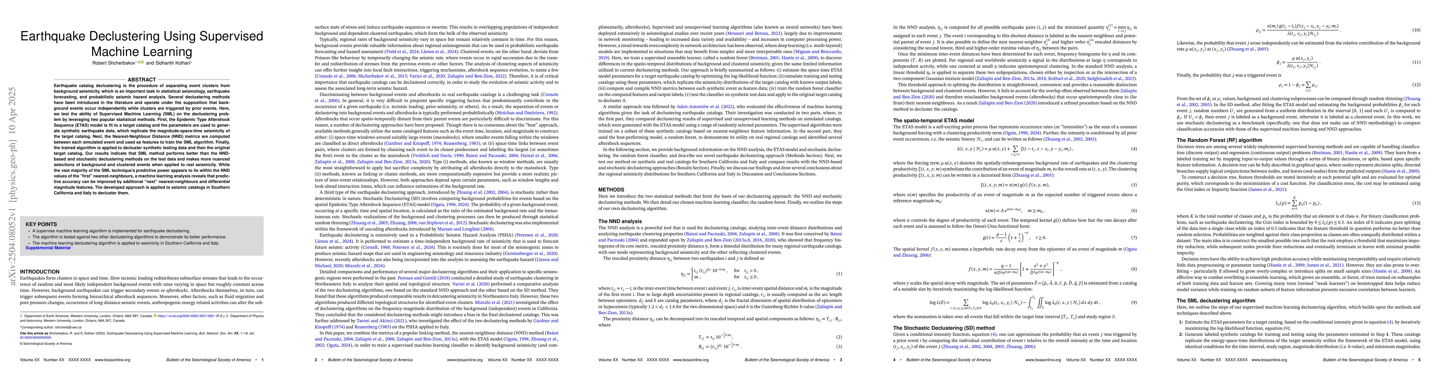 Thumbnail for Earthquake Declustering Using Supervised Machine Learning