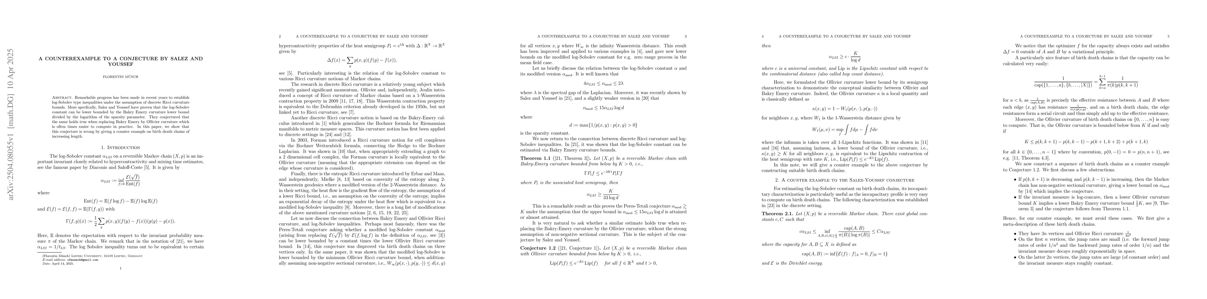 Thumbnail for A counterexample to a conjecture by Salez and Youssef