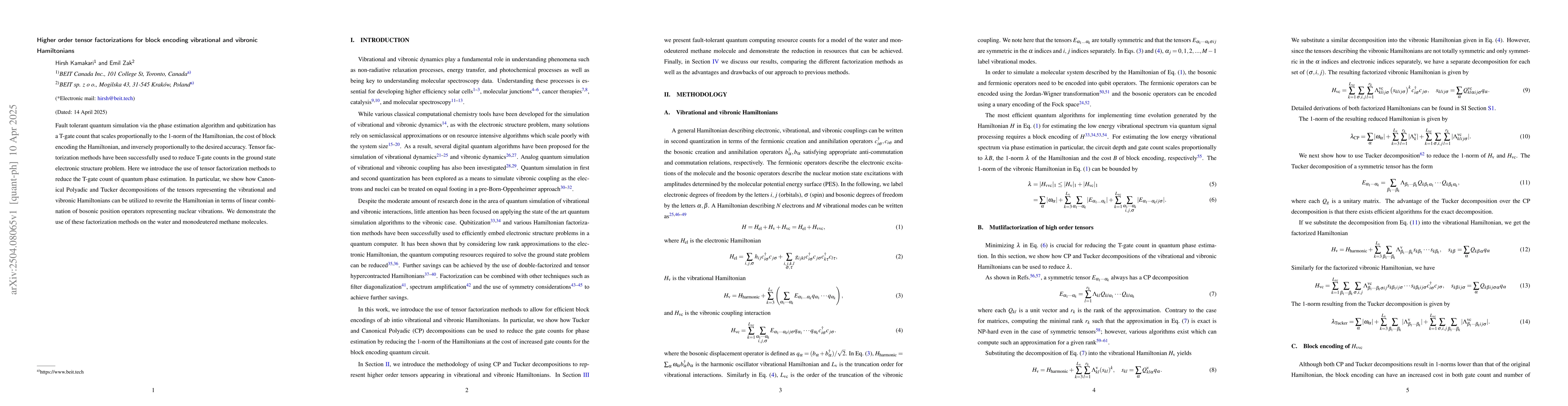 Thumbnail for Higher order tensor factorizations for block encoding vibrational and
  vibronic Hamiltonians