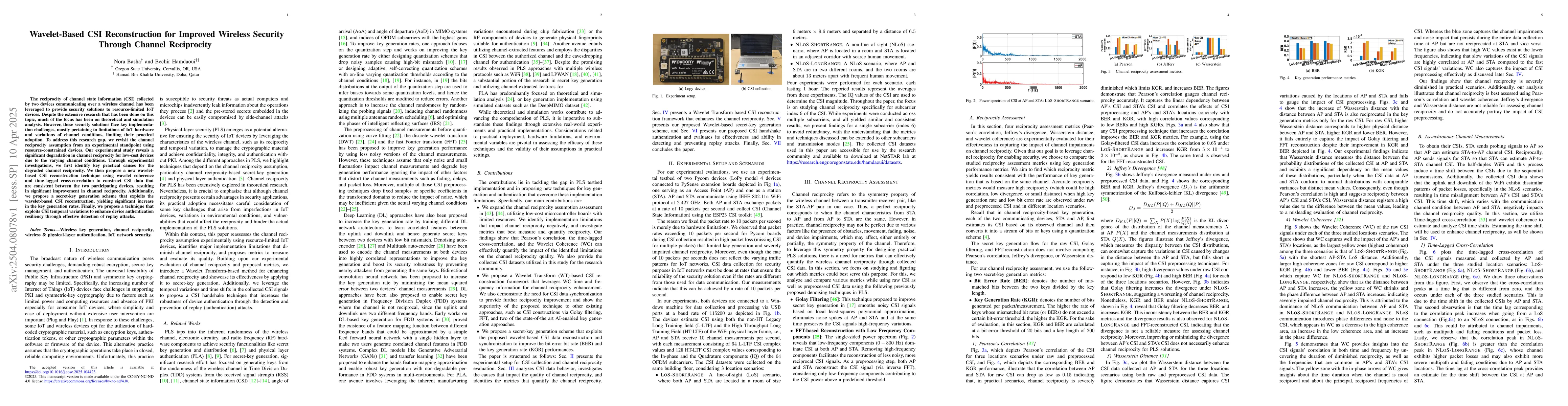 Thumbnail for Wavelet-Based CSI Reconstruction for Improved Wireless Security Through
  Channel Reciprocity