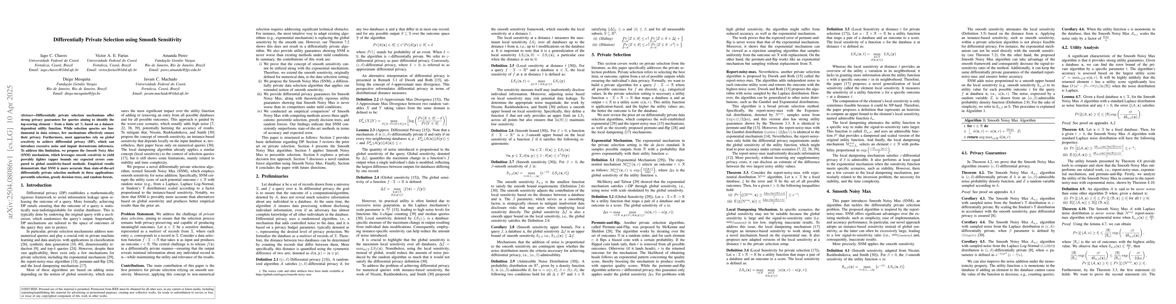 Thumbnail for Differentially Private Selection using Smooth Sensitivity