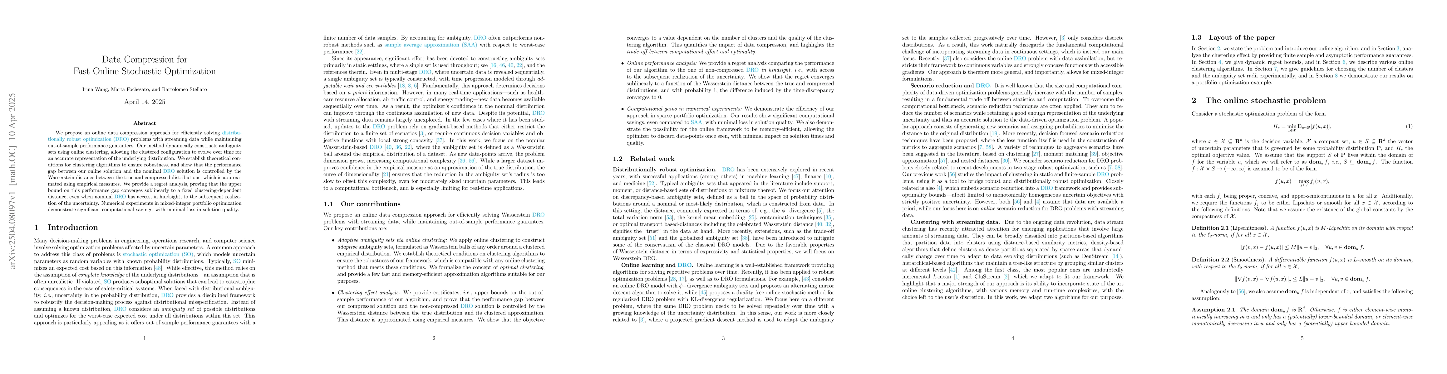 Thumbnail for Data Compression for Fast Online Stochastic Optimization
