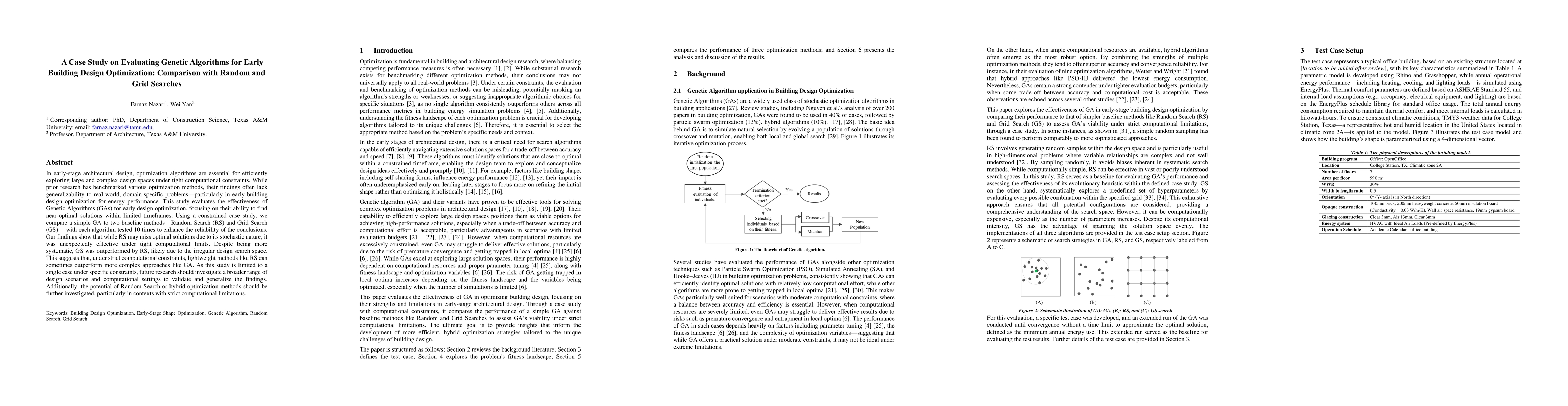 Thumbnail for A Case Study on Evaluating Genetic Algorithms for Early Building Design
  Optimization: Comparison with Random and Grid Searches