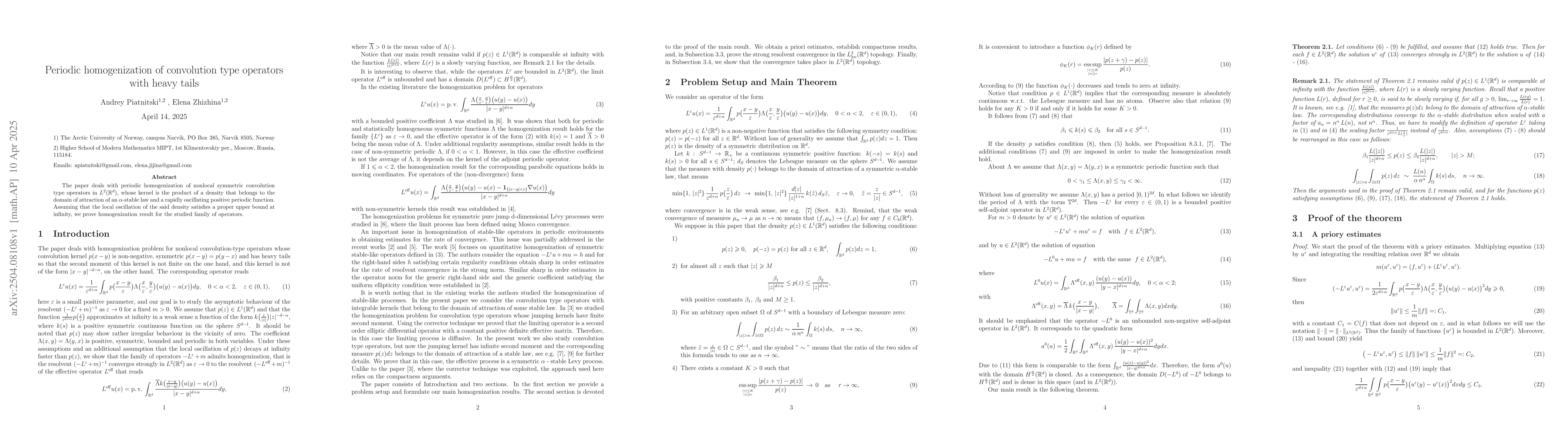 Thumbnail for Periodic homogenization of convolution type operators with heavy tails