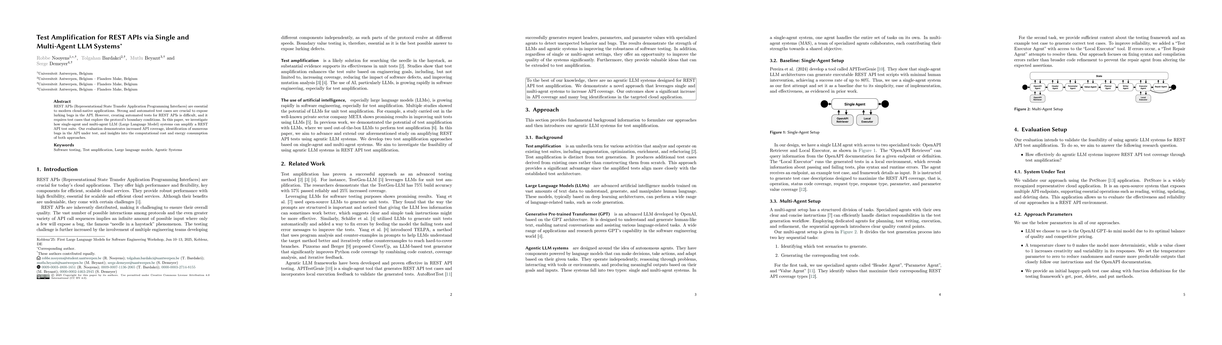 Thumbnail for Test Amplification for REST APIs via Single and Multi-Agent LLM Systems