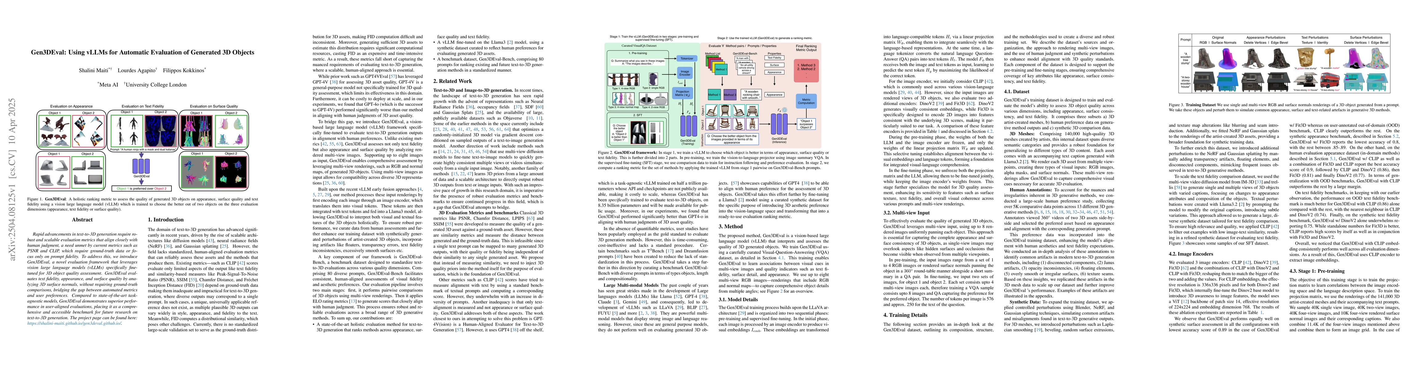 Thumbnail for Gen3DEval: Using vLLMs for Automatic Evaluation of Generated 3D Objects
