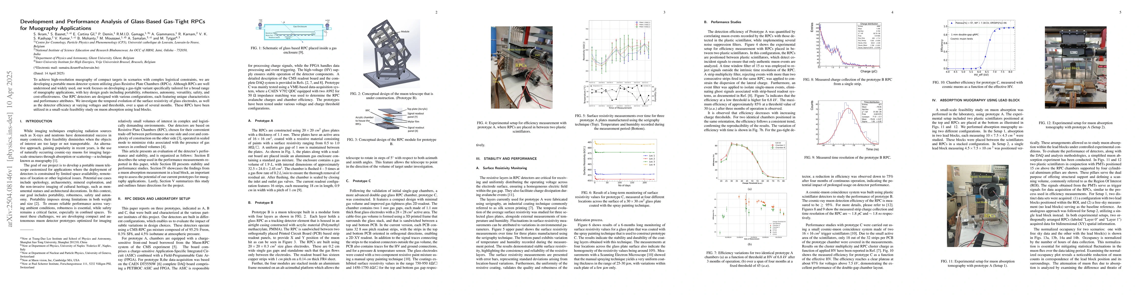 Thumbnail for Development and Performance Analysis of Glass-Based Gas-Tight RPCs for
  Muography Applications