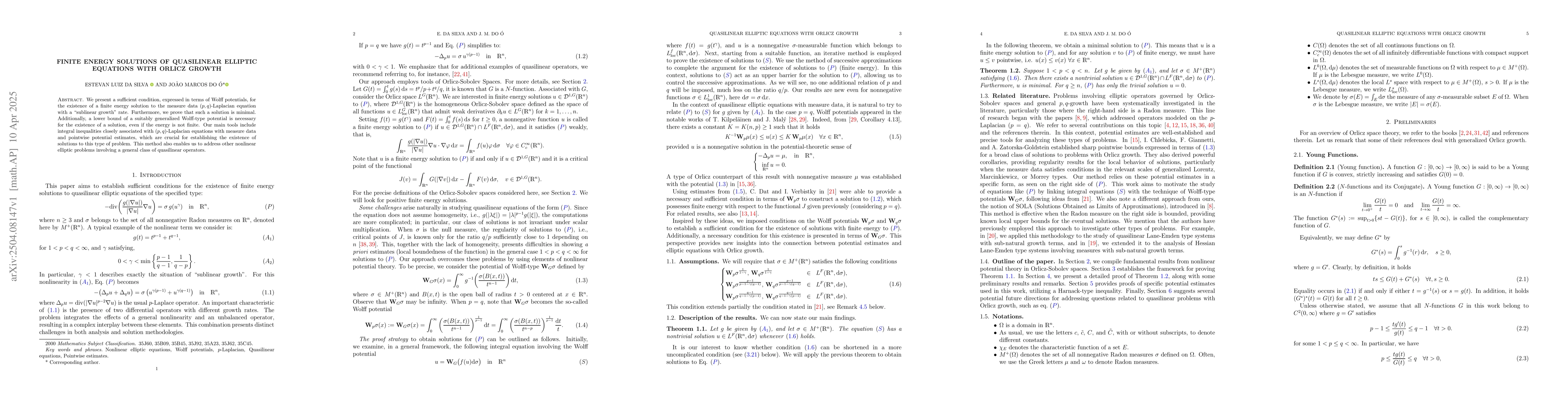 Thumbnail for Finite energy solutions of quasilinear elliptic equations with Orlicz
  growth