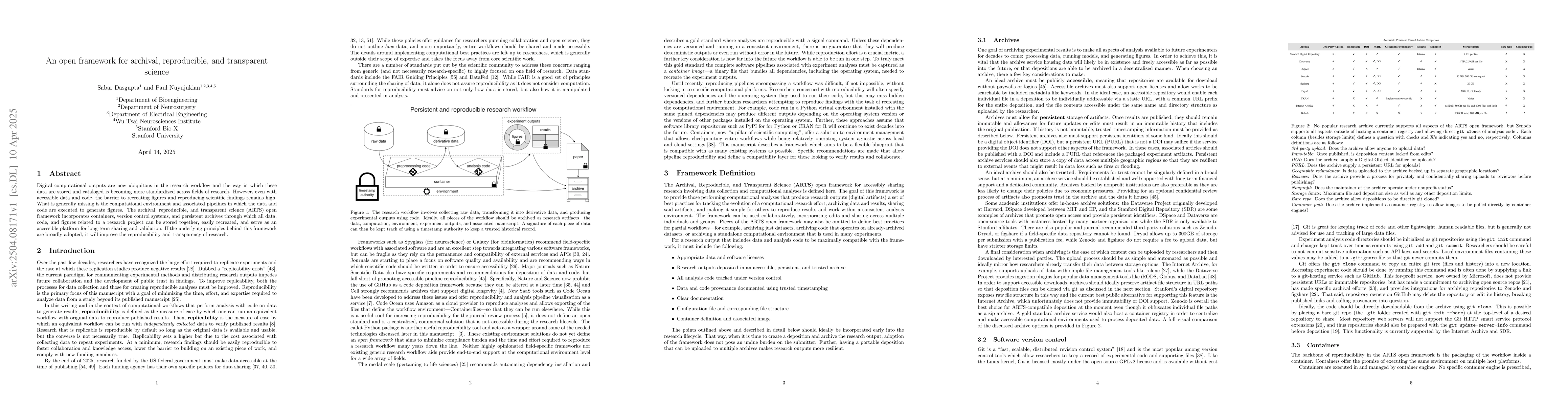 Thumbnail for An open framework for archival, reproducible, and transparent science