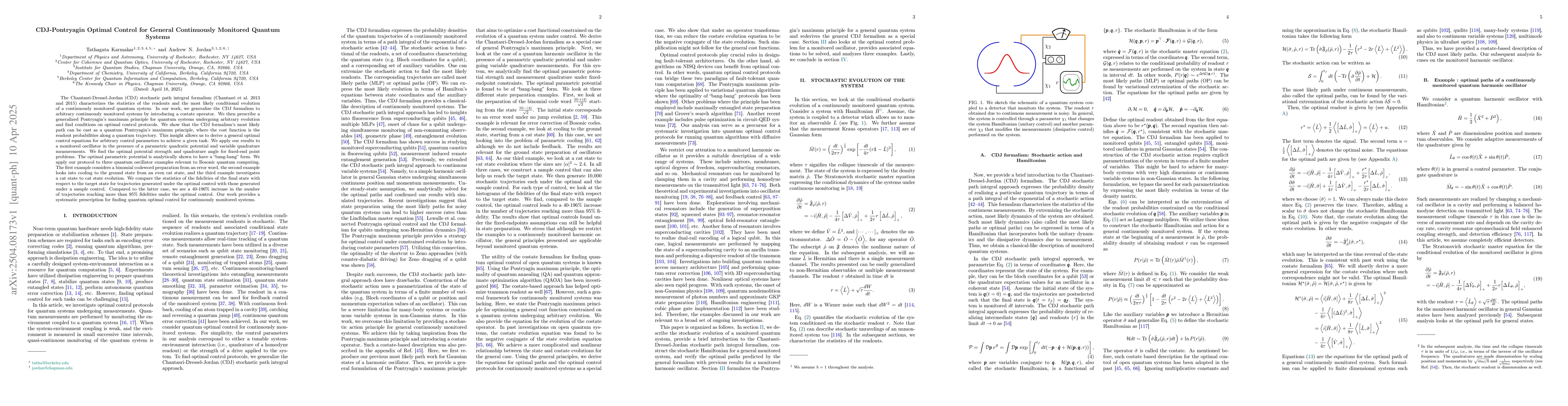 Thumbnail for CDJ-Pontryagin Optimal Control for General Continuously Monitored
  Quantum Systems