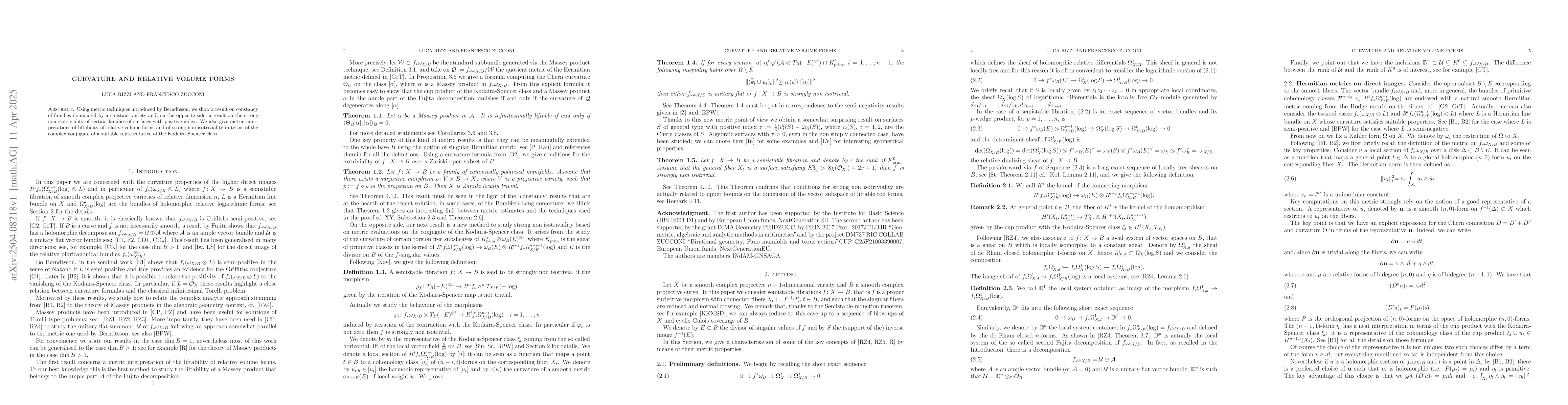 Thumbnail for Curvature and relative volume forms