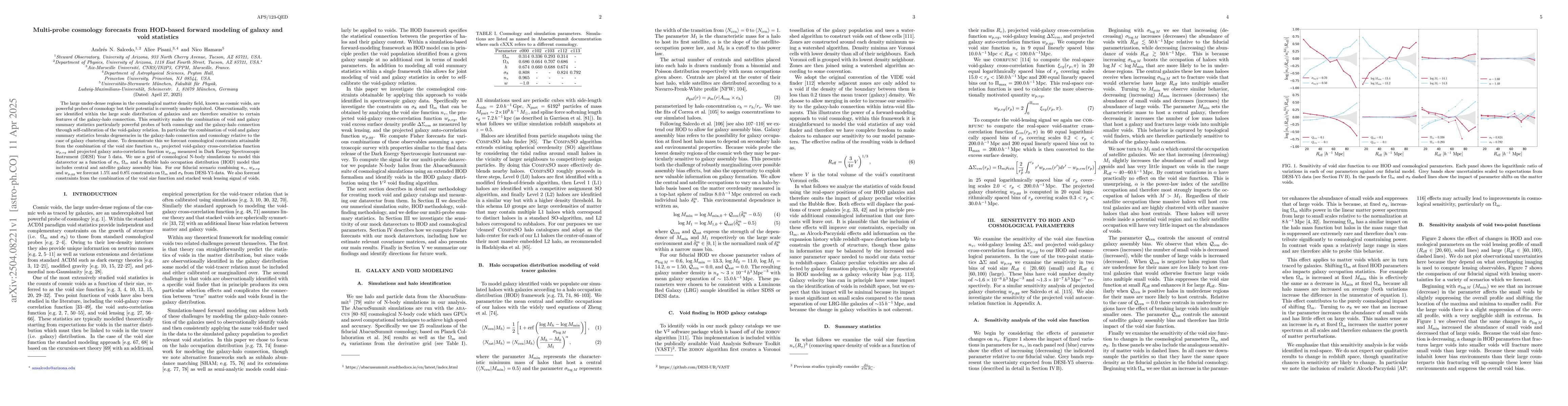 Thumbnail for Multi-probe cosmology forecasts from HOD-based forward modeling of
  galaxy and void statistics