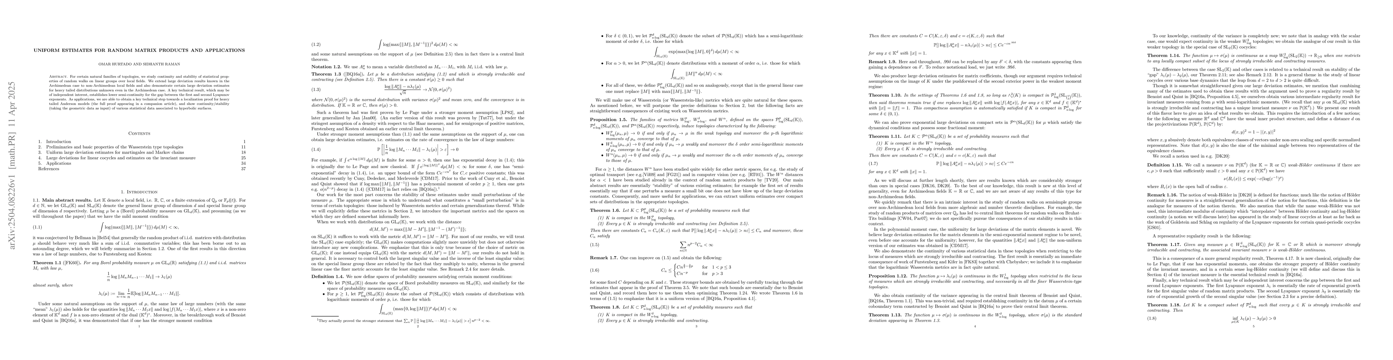 Thumbnail for Uniform estimates for random matrix products and applications