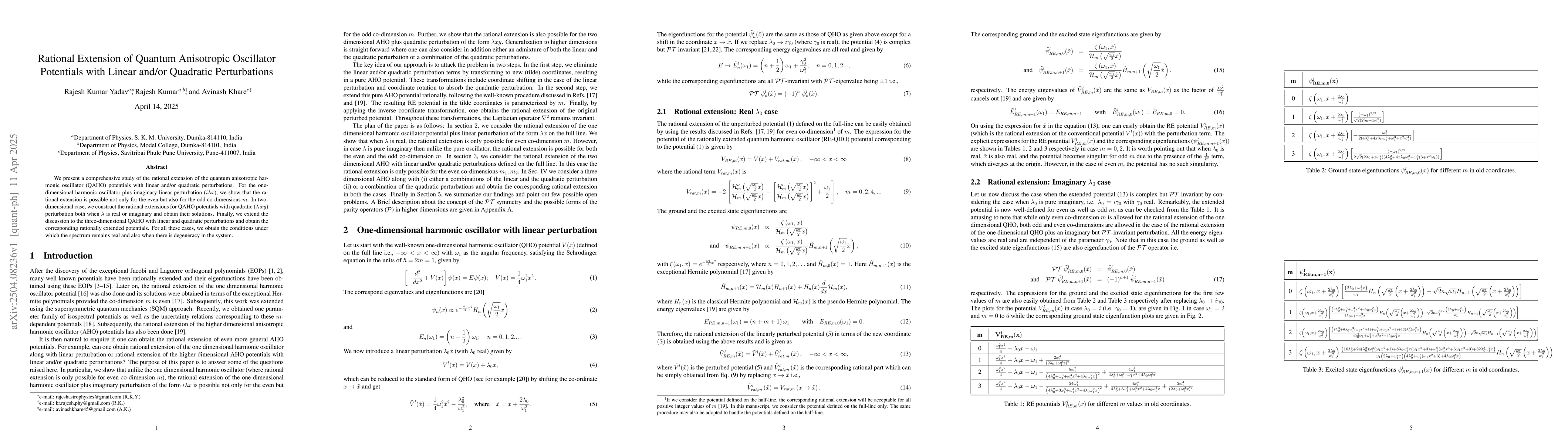 Thumbnail for Rational Extension of Quantum Anisotropic Oscillator Potentials with
  Linear and/or Quadratic Perturbations
