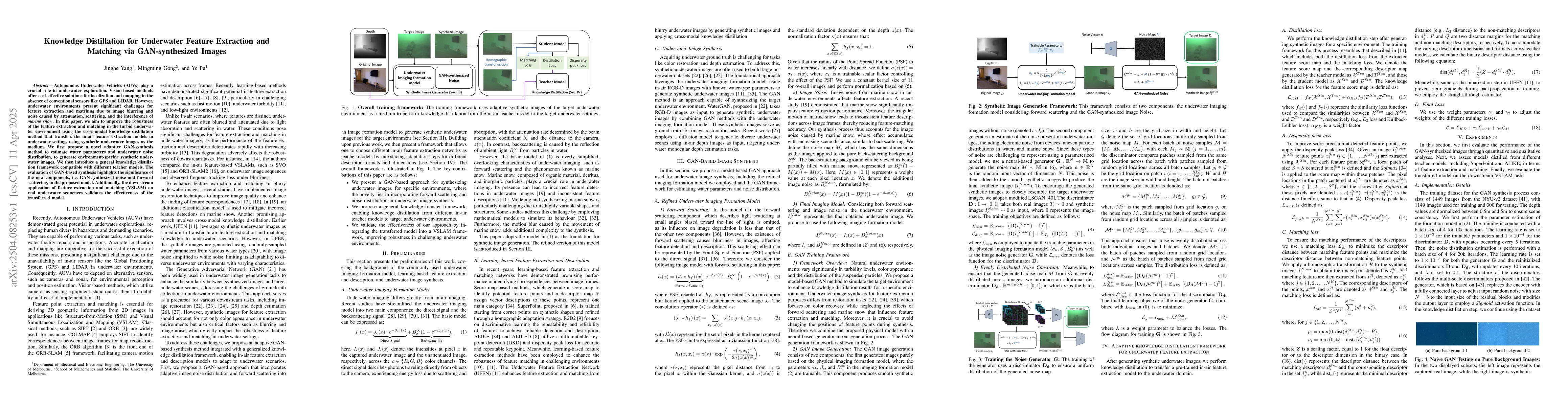 Thumbnail for Knowledge Distillation for Underwater Feature Extraction and Matching
  via GAN-synthesized Images