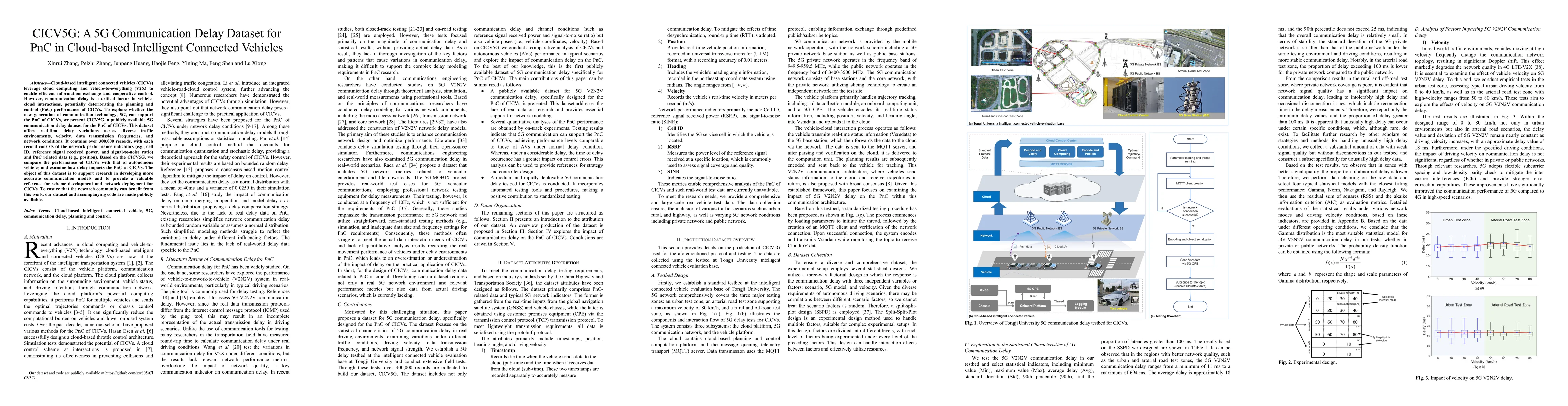 Thumbnail for CICV5G: A 5G Communication Delay Dataset for PnC in Cloud-based
  Intelligent Connected Vehicles