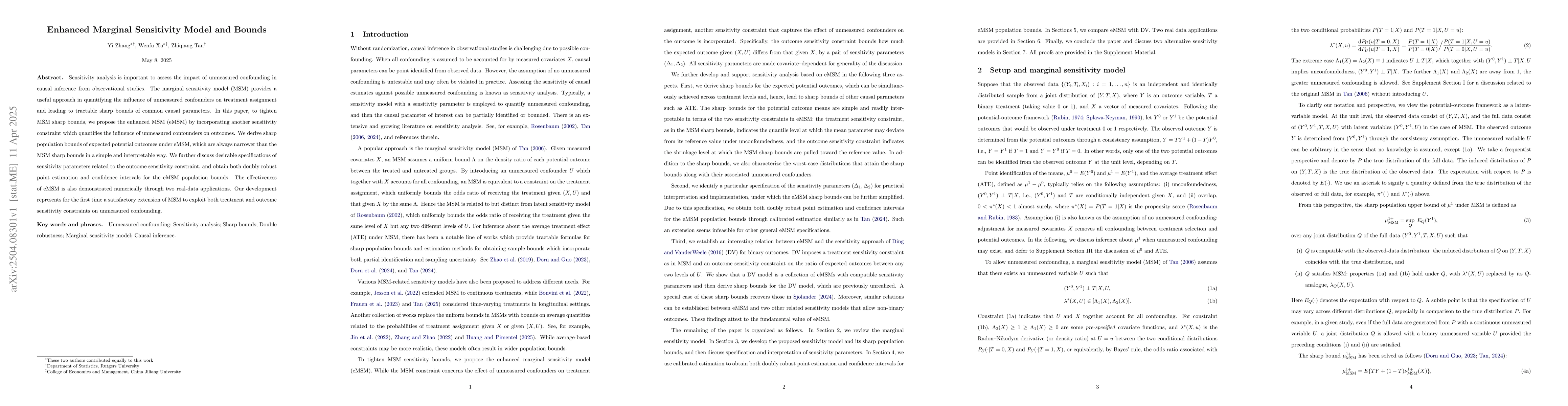 Thumbnail for Enhanced Marginal Sensitivity Model and Bounds