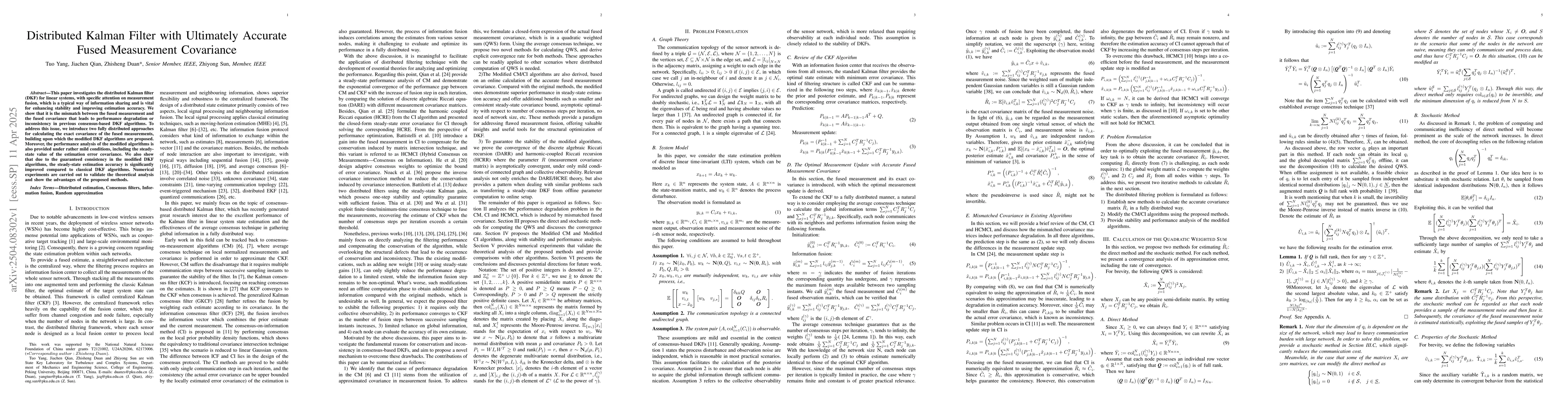 Thumbnail for Distributed Kalman Filter with Ultimately Accurate Fused Measurement
  Covariance