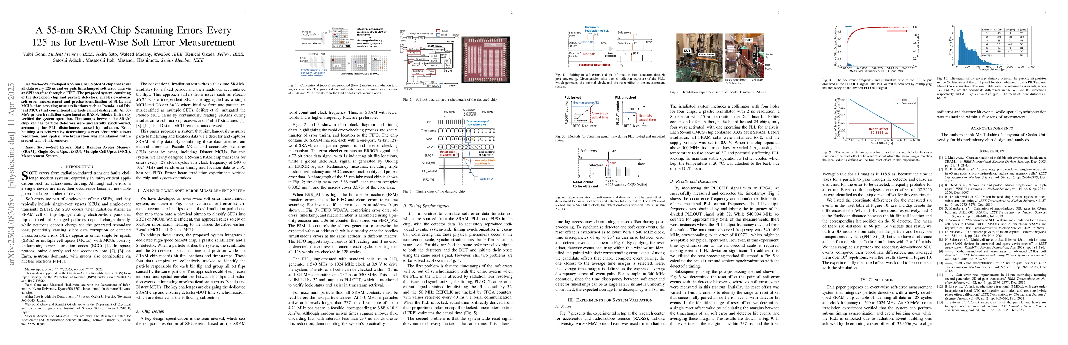Thumbnail for A 55-nm SRAM Chip Scanning Errors Every 125 ns for Event-Wise Soft Error
  Measurement