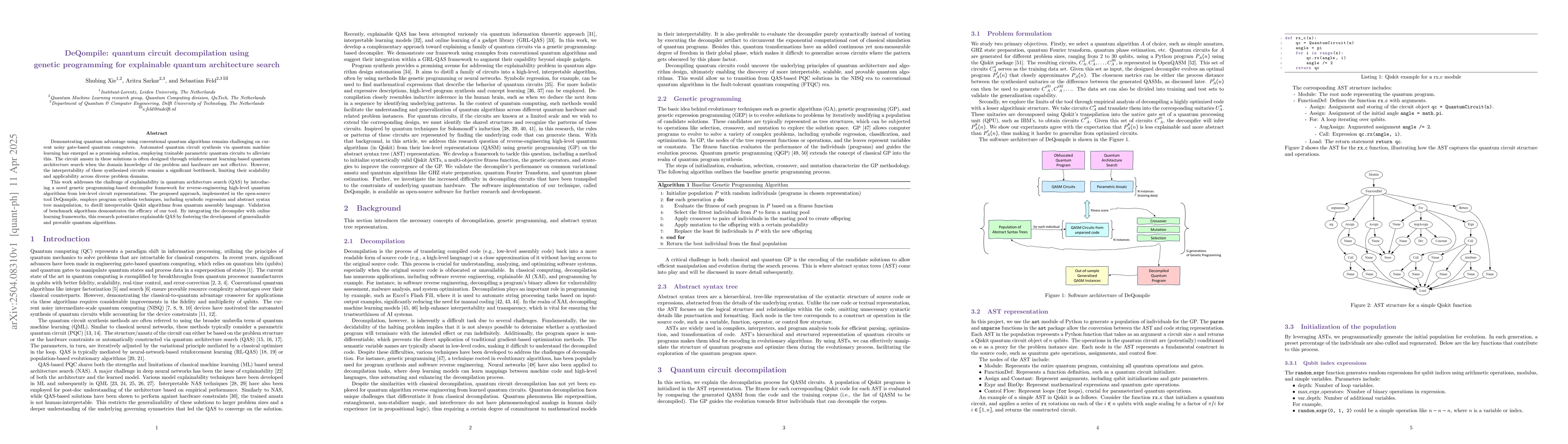 Thumbnail for DeQompile: quantum circuit decompilation using genetic programming for
  explainable quantum architecture search