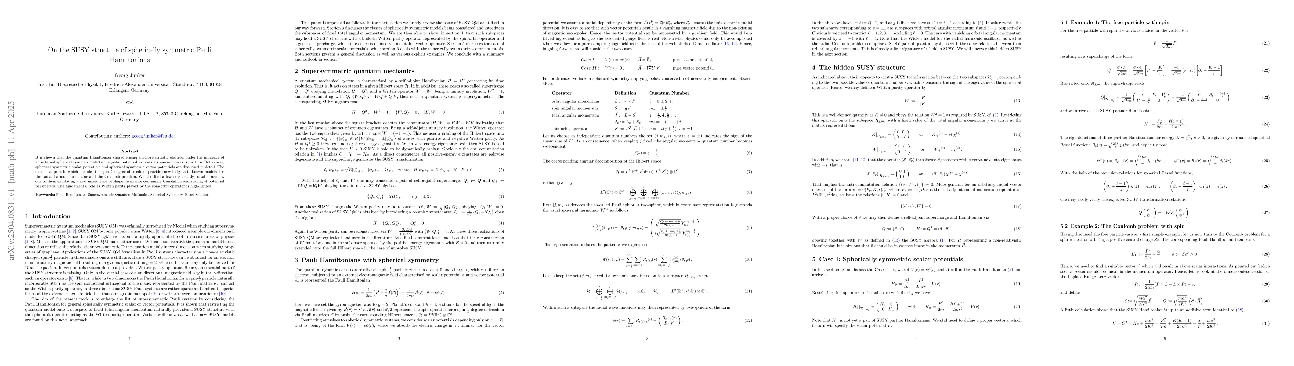 Thumbnail for On the SUSY structure of spherically symmetric Pauli Hamiltonians