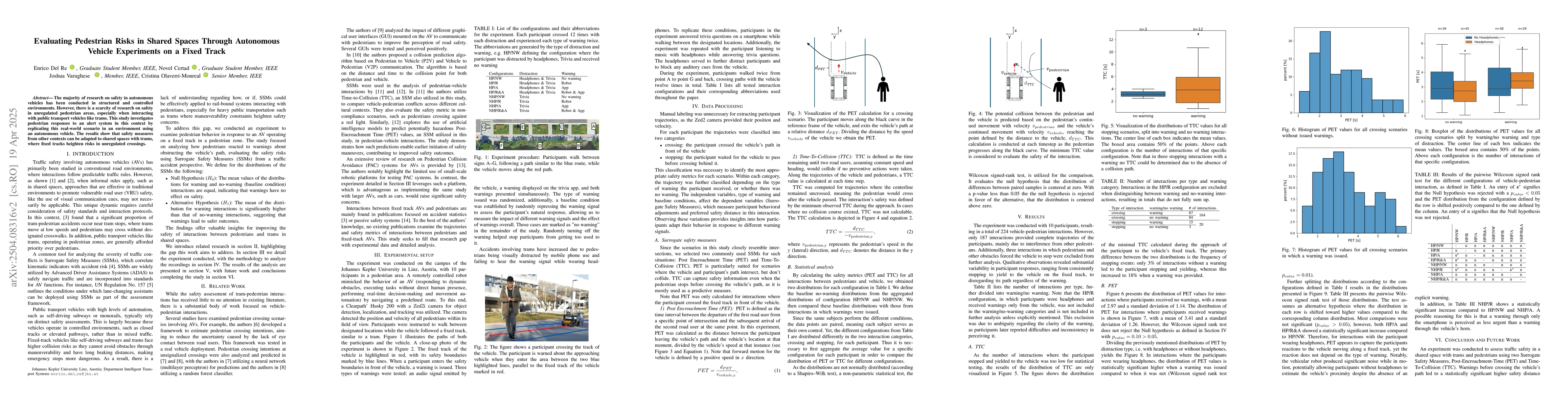 Thumbnail for Evaluating Pedestrian Risks in Shared Spaces Through Autonomous Vehicle
  Experiments on a Fixed Track