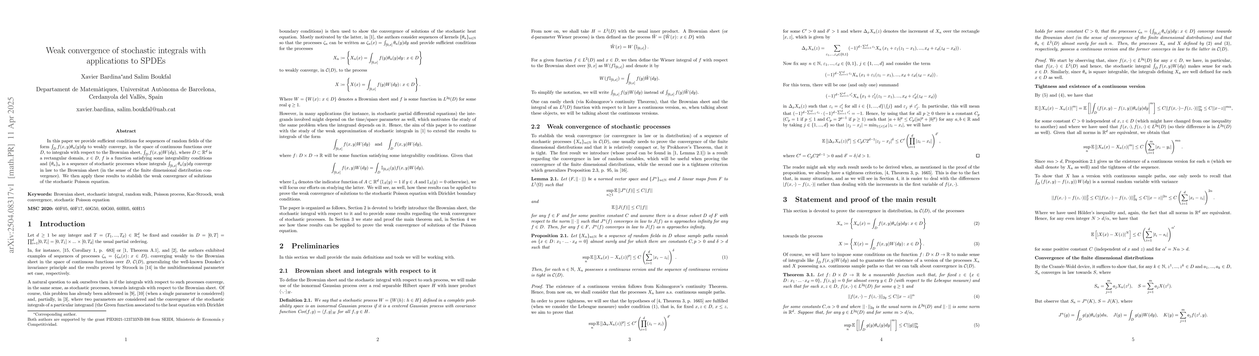 Thumbnail for Weak convergence of stochastic integrals with applications to SPDEs