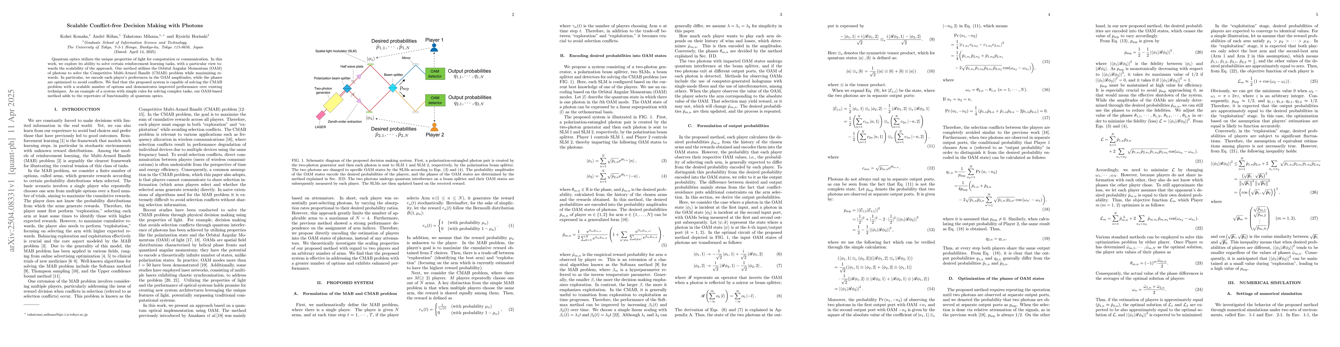 Thumbnail for Scalable Conflict-free Decision Making with Photons