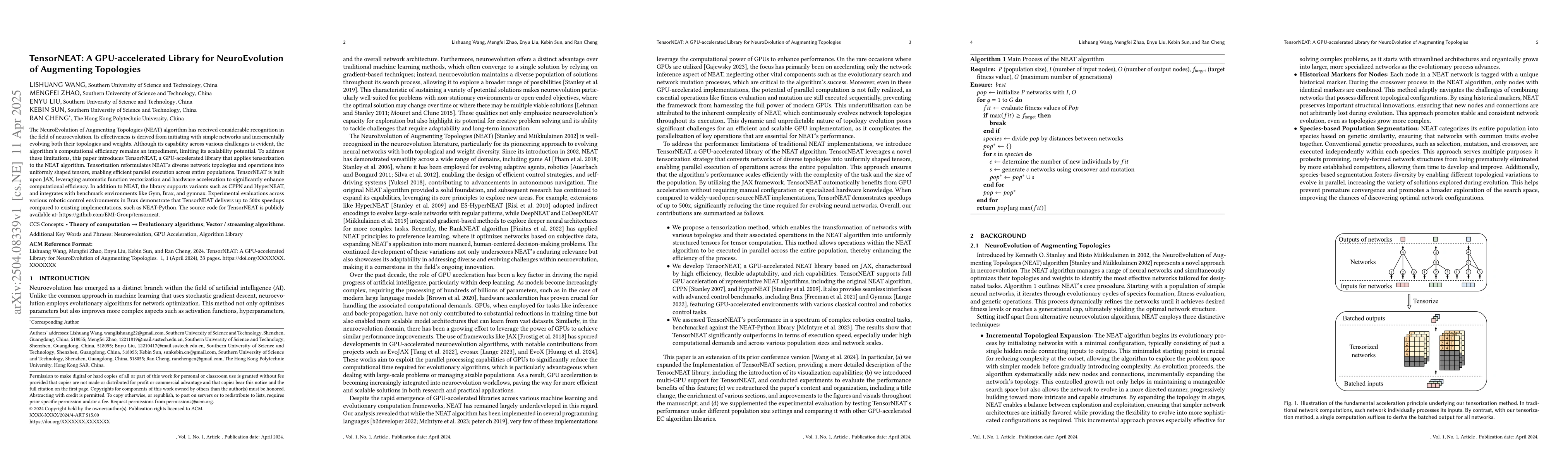 Thumbnail for TensorNEAT: A GPU-accelerated Library for NeuroEvolution of Augmenting
  Topologies