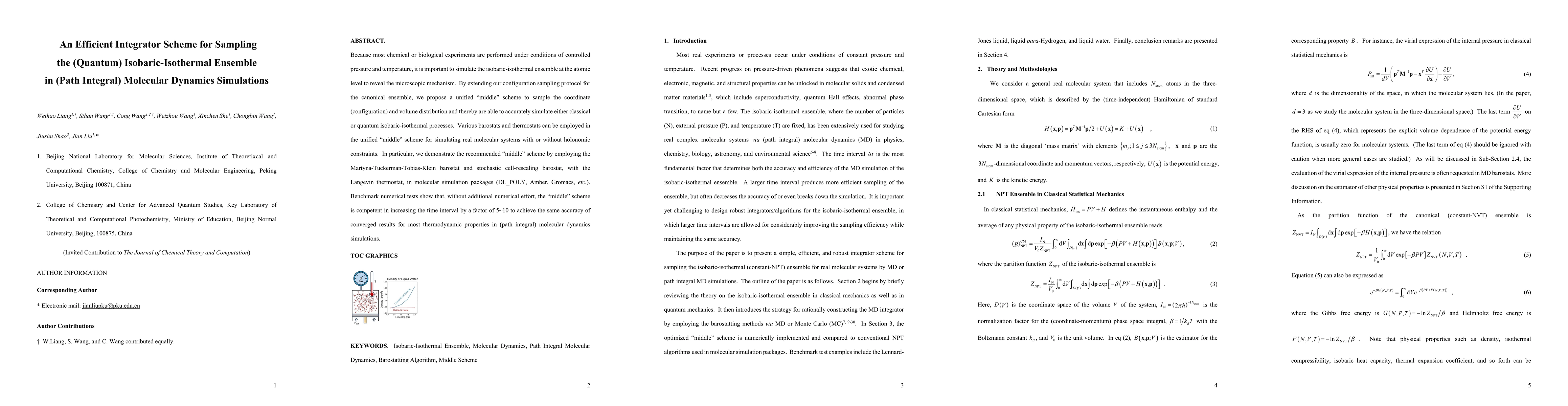 Thumbnail for An Efficient Integrator Scheme for Sampling the (Quantum)
  Isobaric-Isothermal Ensemble in (Path Integral) Molecular Dynamics
  Simulations