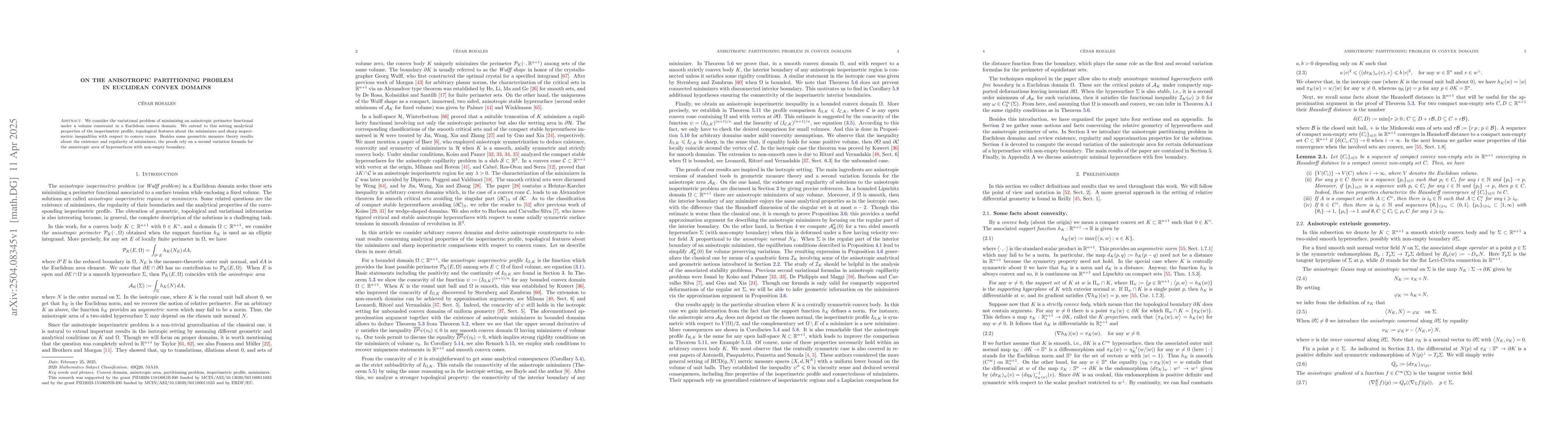 Thumbnail for On the anisotropic partitioning problem in Euclidean convex domains