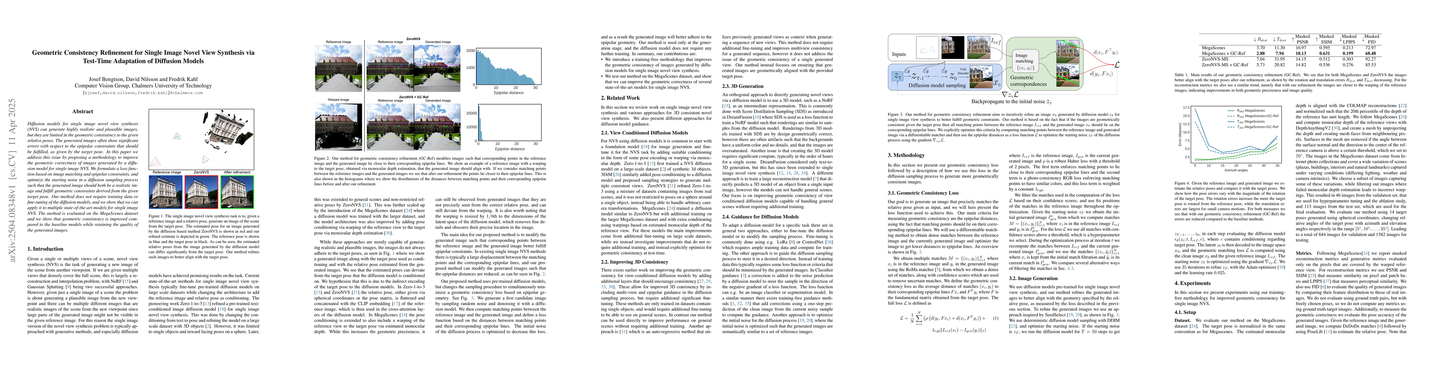 Thumbnail for Geometric Consistency Refinement for Single Image Novel View Synthesis
  via Test-Time Adaptation of Diffusion Models