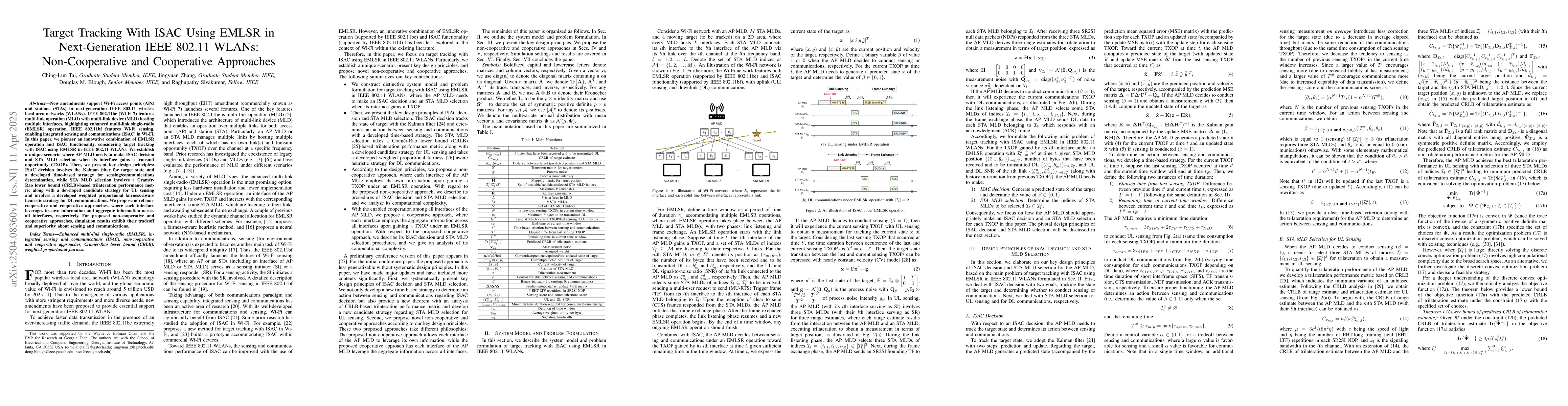 Thumbnail for Target Tracking With ISAC Using EMLSR in Next-Generation IEEE 802.11
  WLANs: Non-Cooperative and Cooperative Approaches