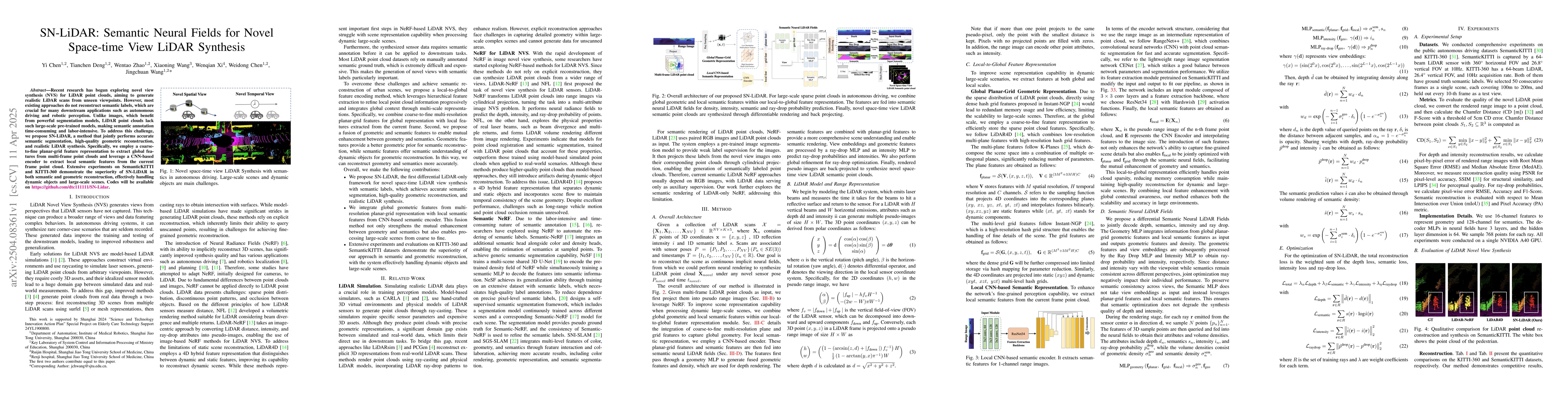 Thumbnail for SN-LiDAR: Semantic Neural Fields for Novel Space-time View LiDAR
  Synthesis